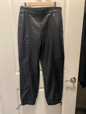 Zara Black Faux Leather Joggers